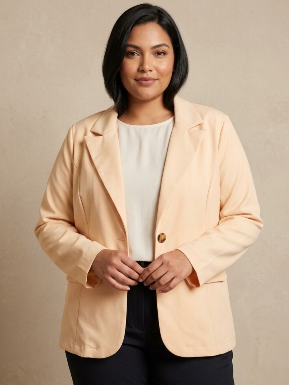 Women's Lightweight, Unlined Peach Single-Button Blazer Jacket